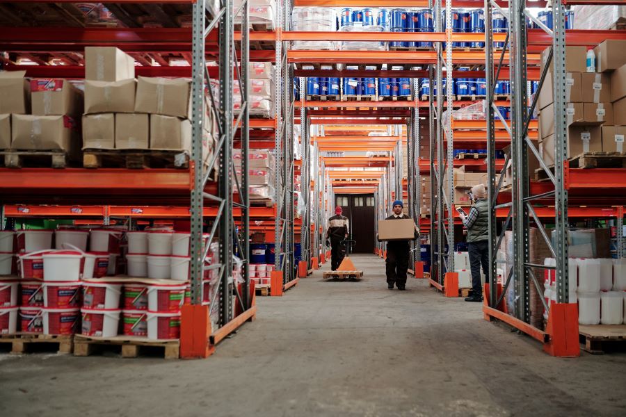 pallet racks in a warehouse